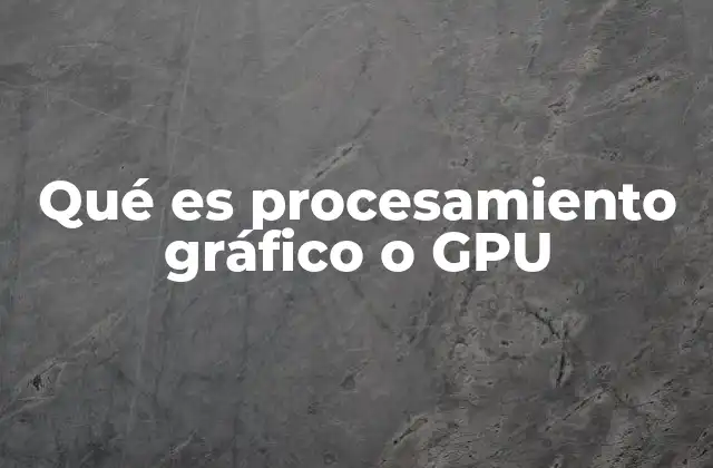 Qué es Procesamiento Gráfico o Gpu