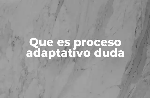 Que es Proceso Adaptativo Duda