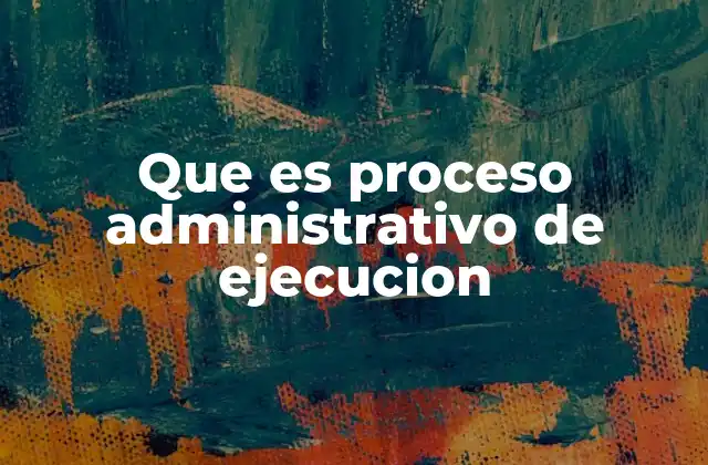 Que es Proceso Administrativo de Ejecucion