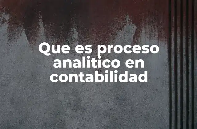 Que es Proceso Analitico en Contabilidad