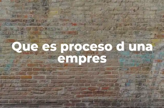 Que es Proceso D una Empres