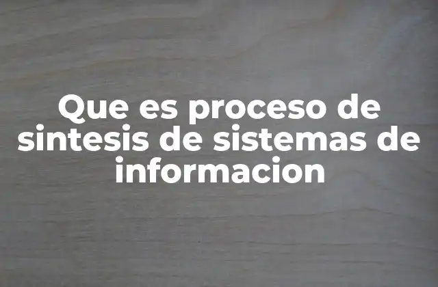 Que es Proceso de Sintesis de Sistemas de Informacion