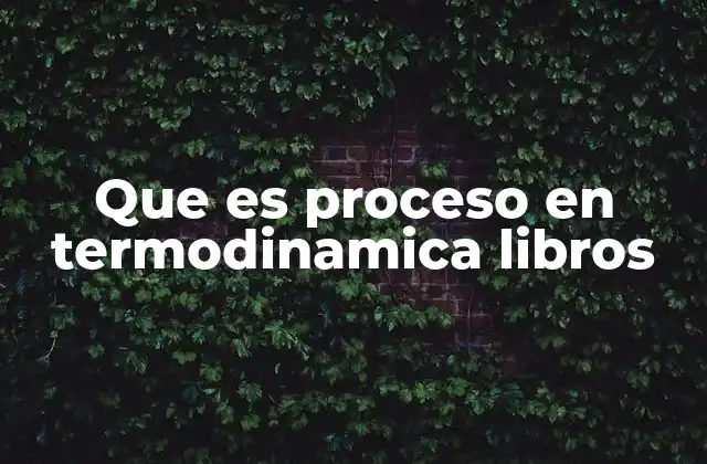 Que es Proceso en Termodinamica Libros