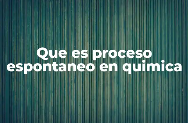 Que es Proceso Espontaneo en Quimica