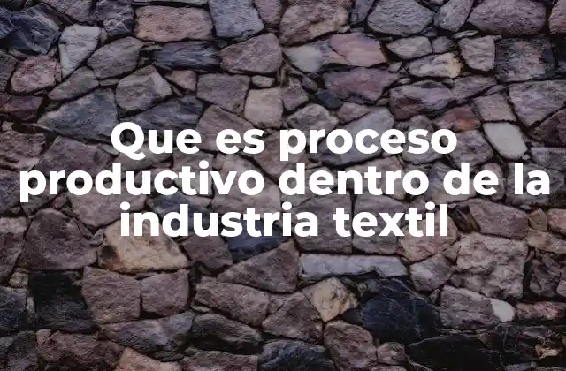Que es Proceso Productivo Dentro de la Industria Textil