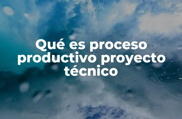 Qué es Proceso Productivo Proyecto Técnico