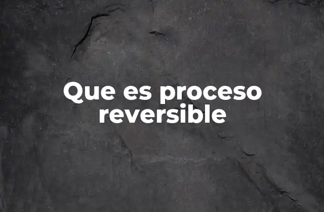 Que es Proceso Reversible
