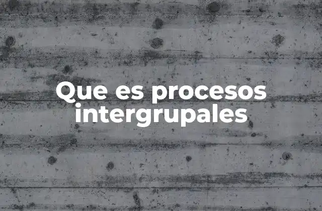 Que es Procesos Intergrupales
