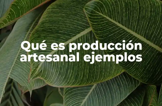 Qué es Producción Artesanal Ejemplos