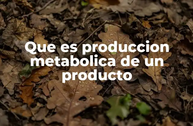 Que es Produccion Metabolica de un Producto