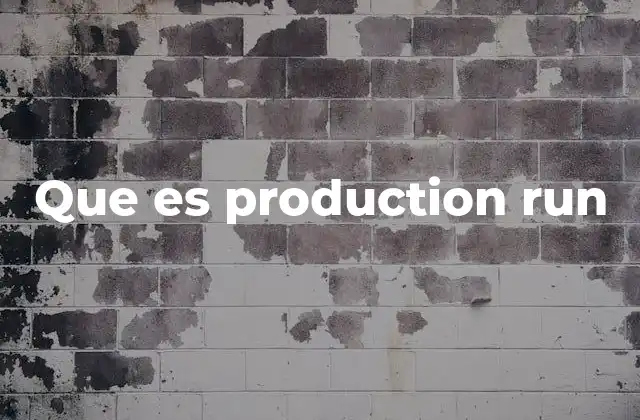 Que es Production Run