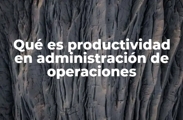 Qué es Productividad en Administración de Operaciones