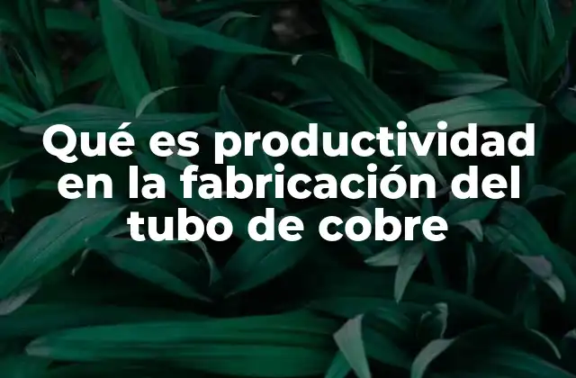 Qué es Productividad en la Fabricación Del Tubo de Cobre