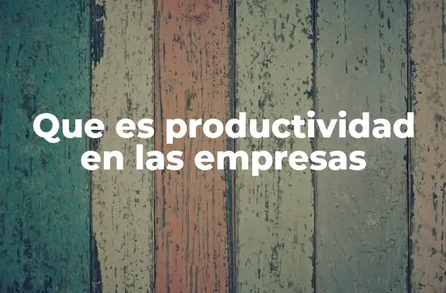 Que es Productividad en las Empresas