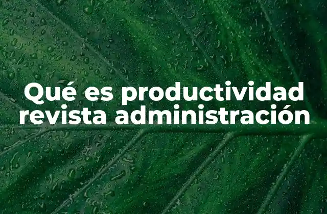 Qué es Productividad Revista Administración