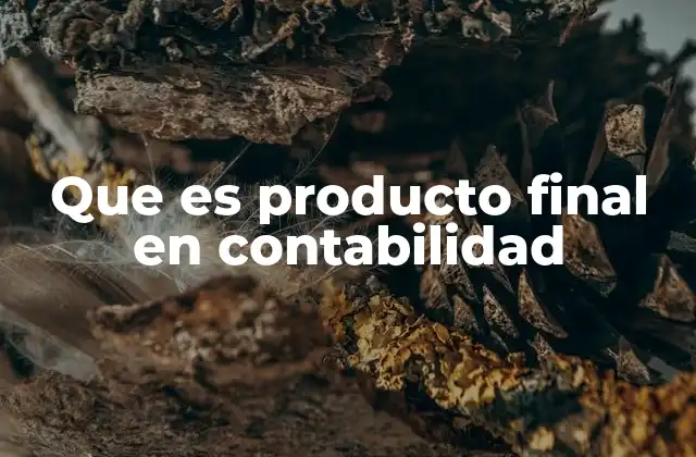 Que es Producto Final en Contabilidad