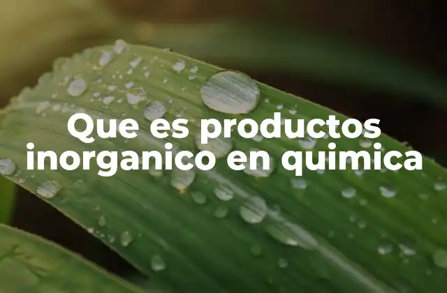 Que es Productos Inorganico en Quimica