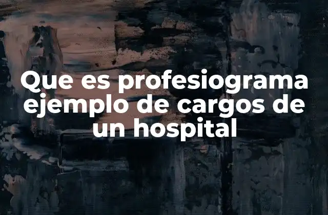 Que es Profesiograma Ejemplo de Cargos de un Hospital