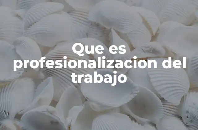 Que es Profesionalizacion Del Trabajo