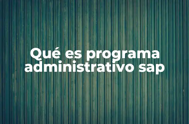 Qué es Programa Administrativo Sap