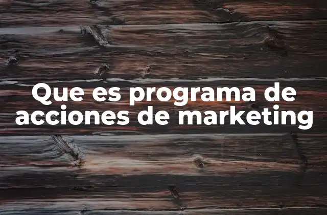 Que es Programa de Acciones de Marketing