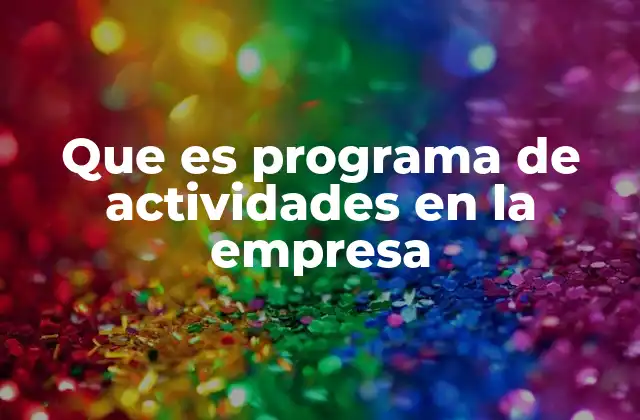 Que es Programa de Actividades en la Empresa