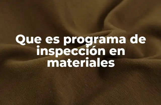 Que es Programa de Inspección en Materiales