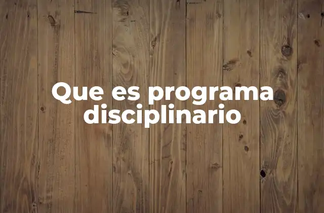 Que es Programa Disciplinario