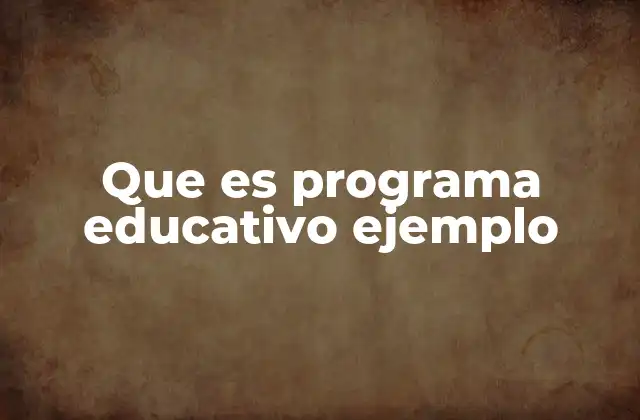 Que es Programa Educativo Ejemplo