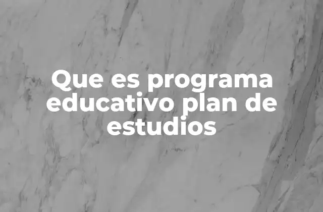 Que es Programa Educativo Plan de Estudios