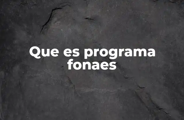Que es Programa Fonaes