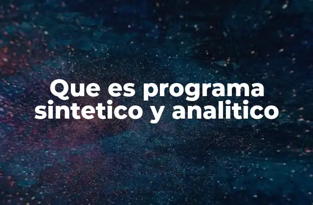 Que es Programa Sintetico y Analitico