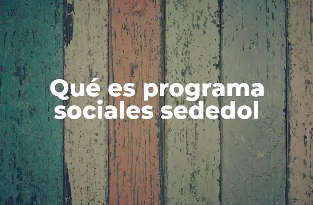 Qué es Programa Sociales Sededol