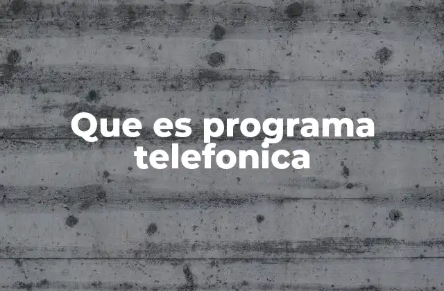 Que es Programa Telefonica