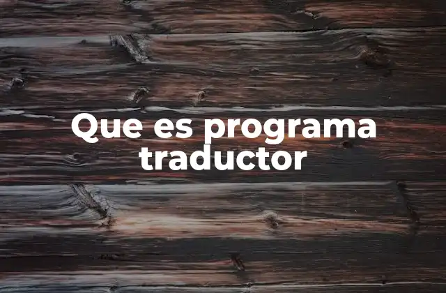 Que es Programa Traductor