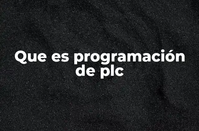 Que es Programación de Plc