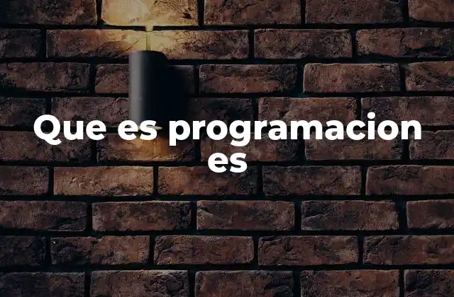 Que es Programacion es