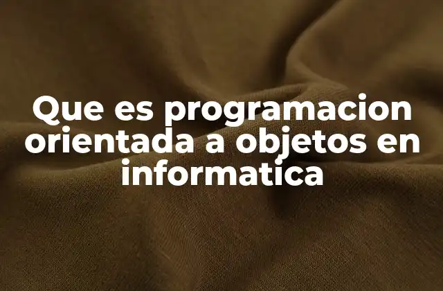 Que es Programacion Orientada a Objetos en Informatica