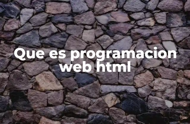 Que es Programacion Web Html
