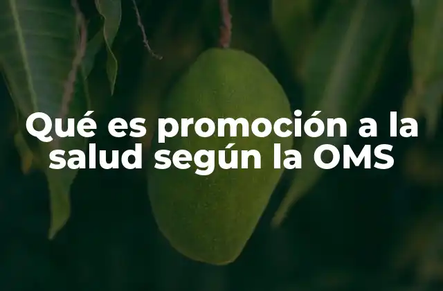 Qué es Promoción a la Salud según la Oms