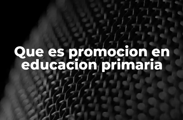 Que es Promocion en Educacion Primaria