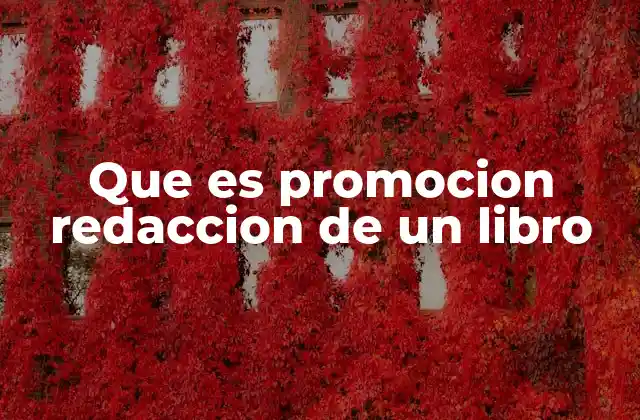 Que es Promocion Redaccion de un Libro