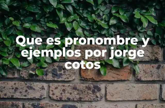 Que es Pronombre y Ejemplos por Jorge Cotos