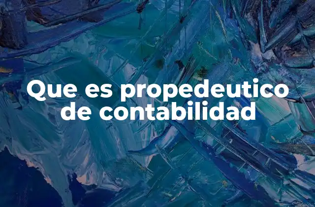 Que es Propedeutico de Contabilidad