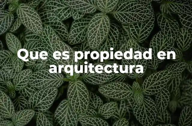 Que es Propiedad en Arquitectura