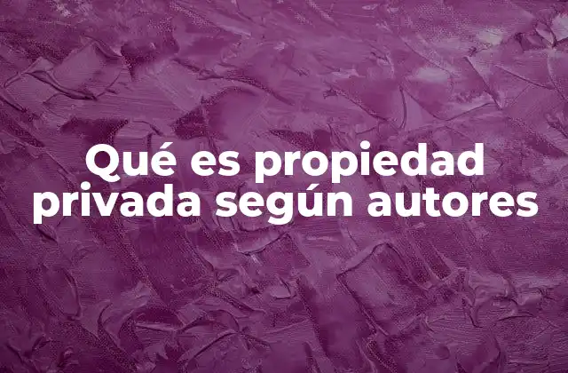 Qué es Propiedad Privada según Autores