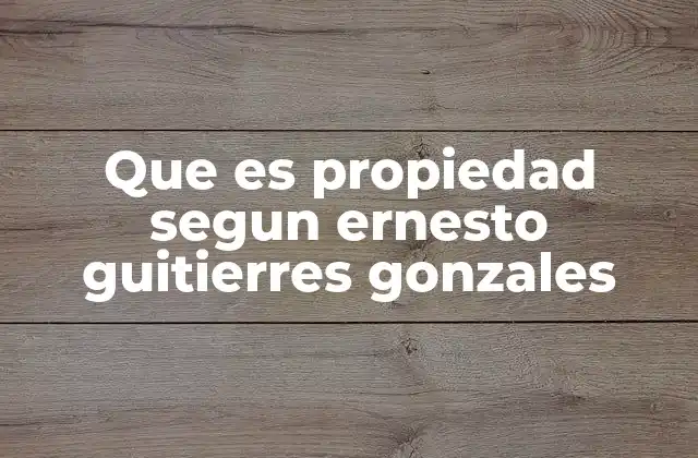 Que es Propiedad Segun Ernesto Guitierres Gonzales