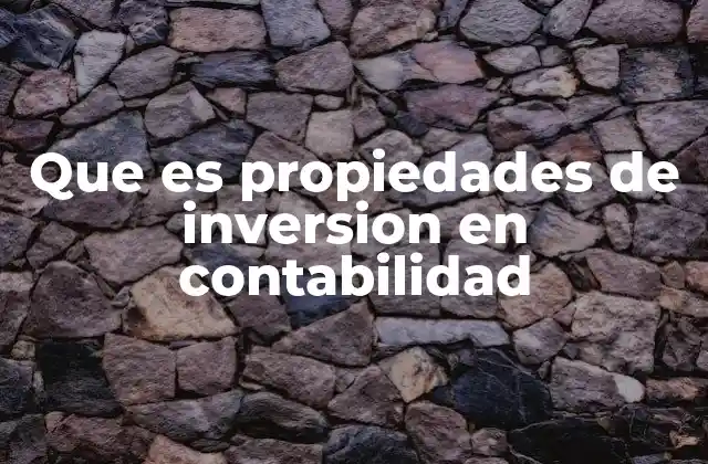 Que es Propiedades de Inversion en Contabilidad