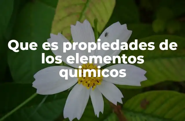 Que es Propiedades de los Elementos Quimicos