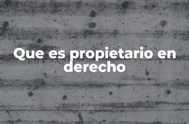 Que es Propietario en Derecho